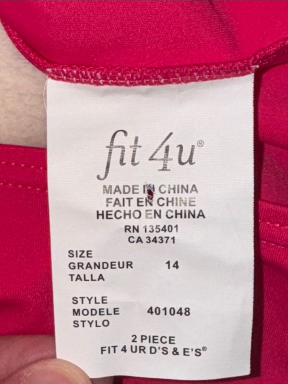 Fit 4 U Ruffle Tankini Swimsuit SET Top & Bottom Women’s 14 Pink - Picture 10 of 10